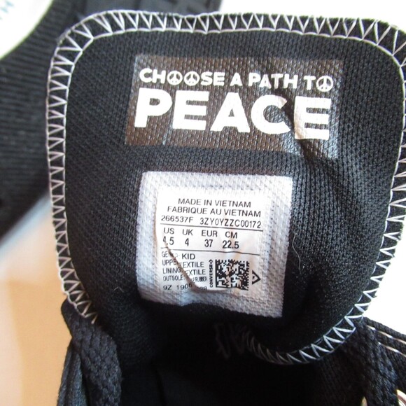 Converse Boys CTAS High Seek Peace 266537F Black High Top Sneaker Shoes Size 4.5 - Picture 6 of 6